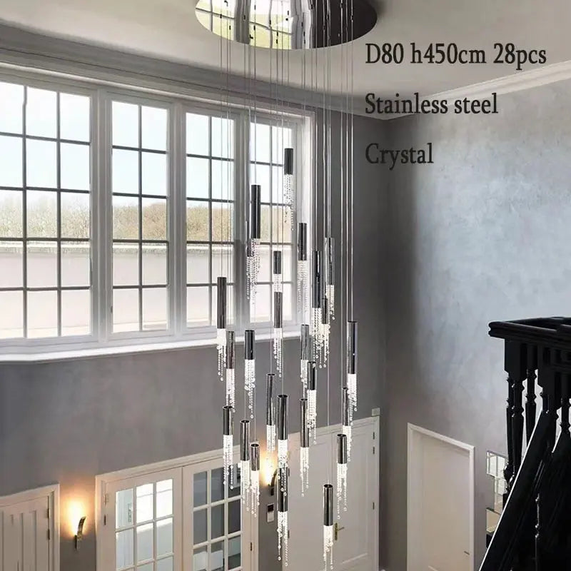 Modern Celia Staircase Chandelier - Elegant Ceiling Light Fixture for Hallway, Foyer, and Stairwell Lighting