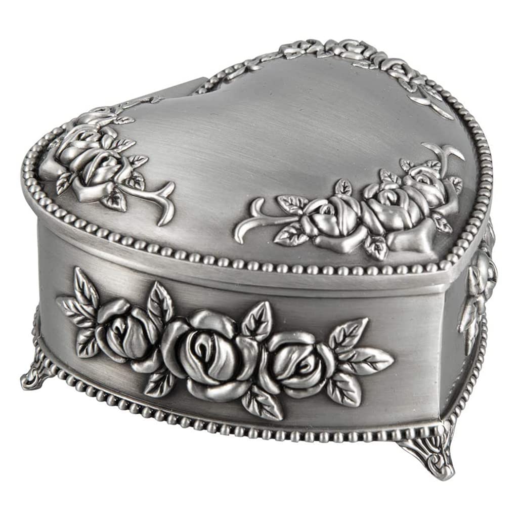 Vintage Heart-Shaped Jewelry Box - Rose Floral Metal Treasure Chest for Rings, Earrings, Necklaces - Perfect Jewelry Organizer & Romantic Gift for Women - Ideal for Travel, Home Decor, and Special Occasions