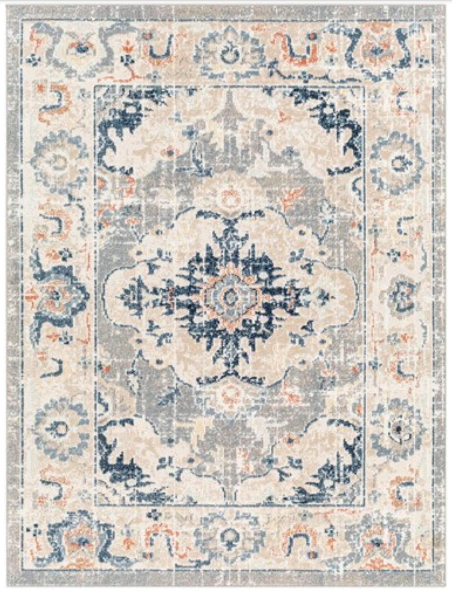 Premium Santana Rug 2306 - Soft 7x9 Feet Bohemian Area Rug for Living Room, Bedroom & Home Decor - Non-Slip & Easy to Clean