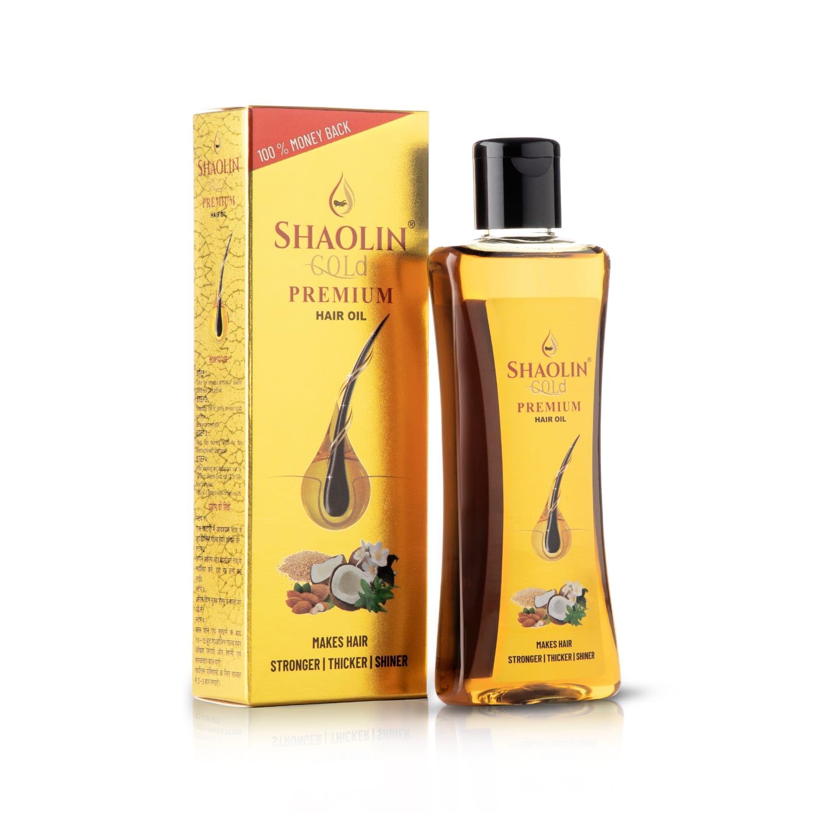 Premium SHAOLIN GOLD Hair Growth Oil - Strengthens & Thickens Hair for Shiny Locks (100ml) | Natural Hair Care Solution for Dry, Damaged Hair | Perfect for Daily Scalp Massage & Hair Treatment