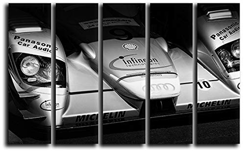 5-Piece R8 Le Mans Race Car Wall Art Canvas Print Set - 35x55 Inch Sports Car Theme Wall Decor for Living Room, Garage & Showroom