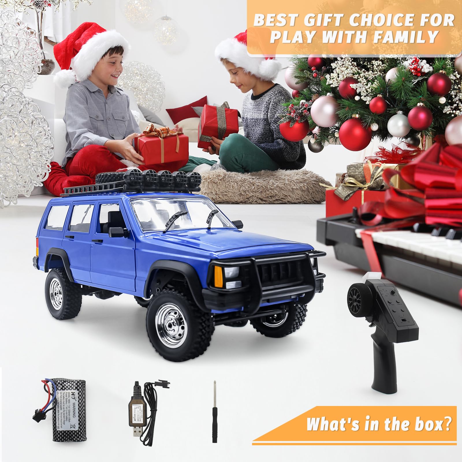 Fistone 1:12 Scale 2.4Ghz 4WD Remote Control Car - RC Rock Crawler Off-Road Truck with LED Lights, Waterproof All-Terrain Climbing Vehicle for Kids & Adults (Ages 8-12) - Perfect for Outdoor Adventures, Backyard Racing & Off-Roading Fun