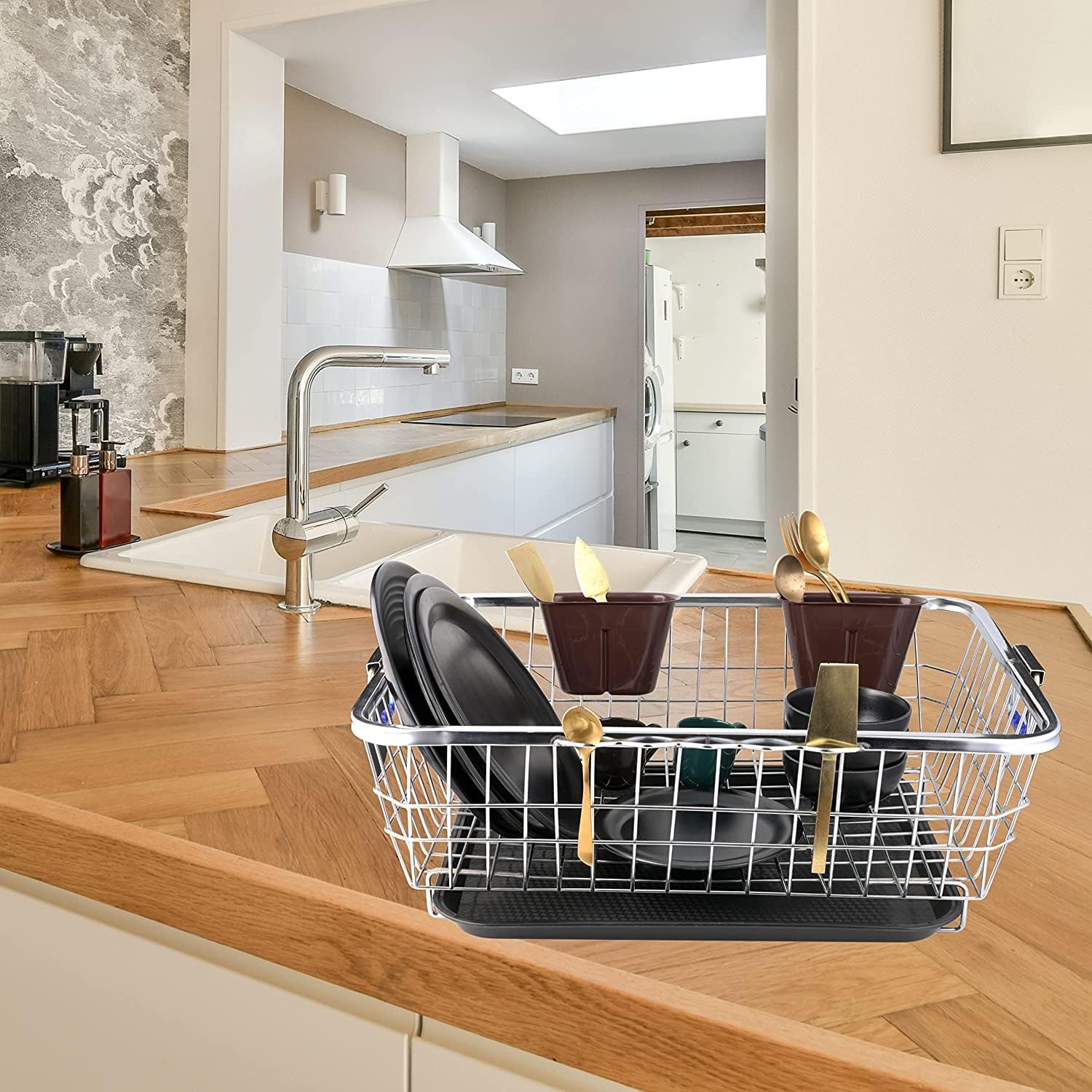 Stainless Steel Dish Drainer Rack 60x47x23cm for Kitchen Sink Countertop - Utensil & Plate Drying Stand