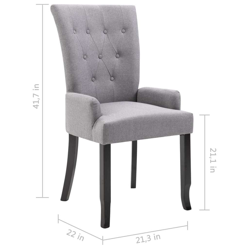 Light Grey Fabric Dining Chairs with Armrests - Comfortable Kitchen & Dining Room Chairs for Home, Restaurant - Perfect for Family Meals, Entertaining Guests & Cozy Dining