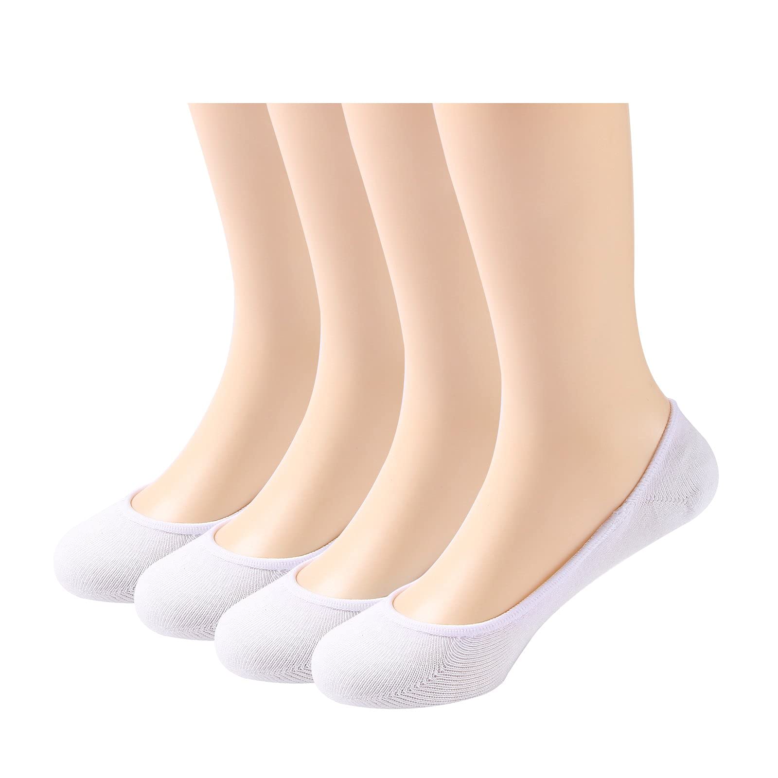 4 Pairs Women's No Show Socks - Anti Slip Invisible Hidden Socks for Sneakers, Flats & Loafers - Comfortable & Breathable for Daily Wear, Workouts & Travel