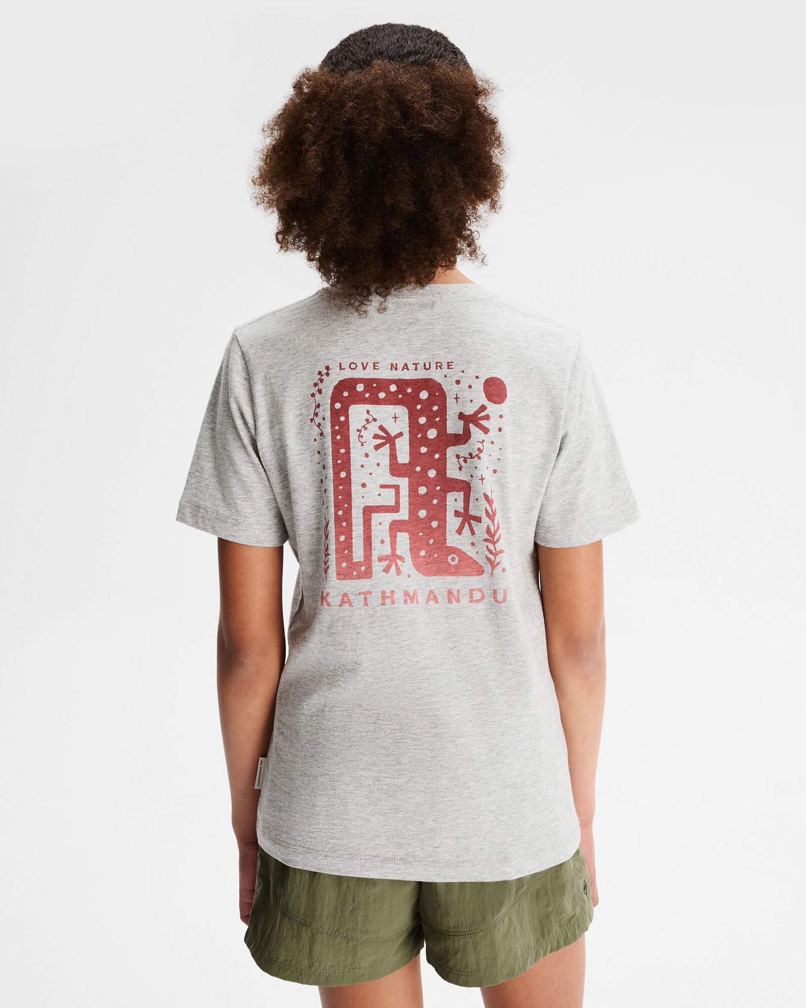 Girls' Geo Skink Organic Cotton T-Shirt - Light Grey Marle | Soft & Comfortable Kids Tee for Everyday Wear, Playdates & School