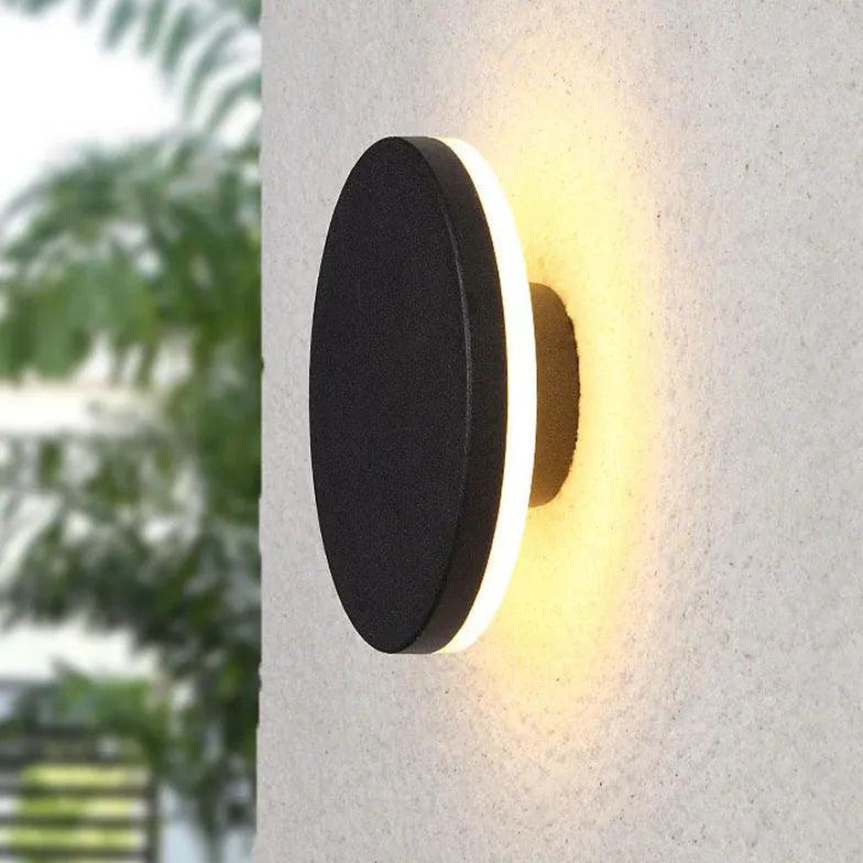 Round Outdoor Wall Light LED - Weatherproof IP65, Dusk to Dawn Sensor, 12W Energy Saving, Black Matte Finish - Perfect for Porch, Patio, Garden, and Garage Lighting