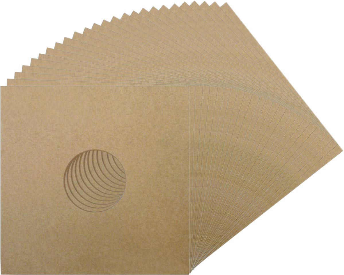 25 Pack 12 Inch Kraft Brown Vinyl Record Sleeves with Center Hole - Perfect for LP Album Storage, Archiving, and DJ Collections
