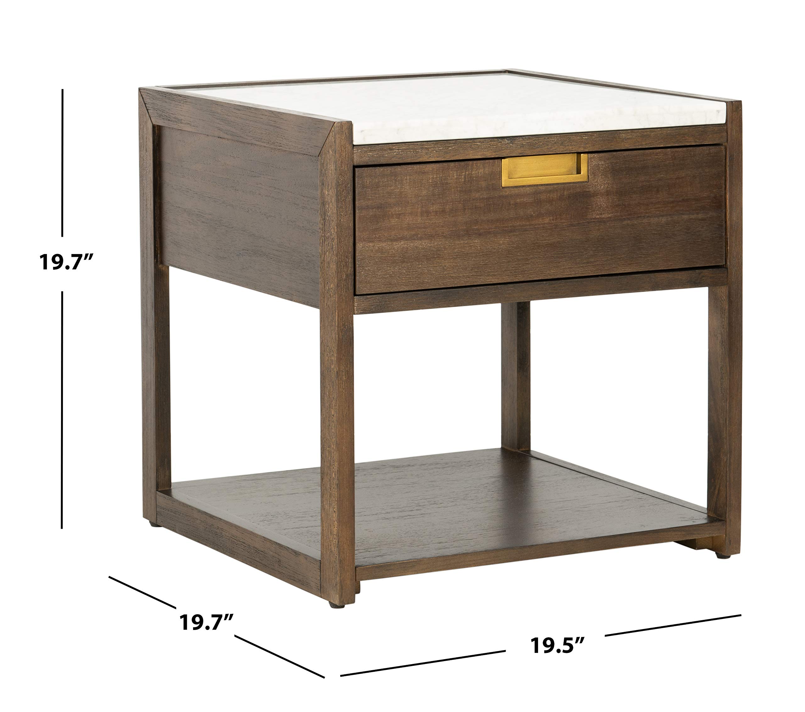 Safavieh Couture Adeline Dark Chocolate 1-Drawer Nightstand - Bedroom Storage Furniture for Small Spaces, Modern Bedside Table with Drawer for Home Decor