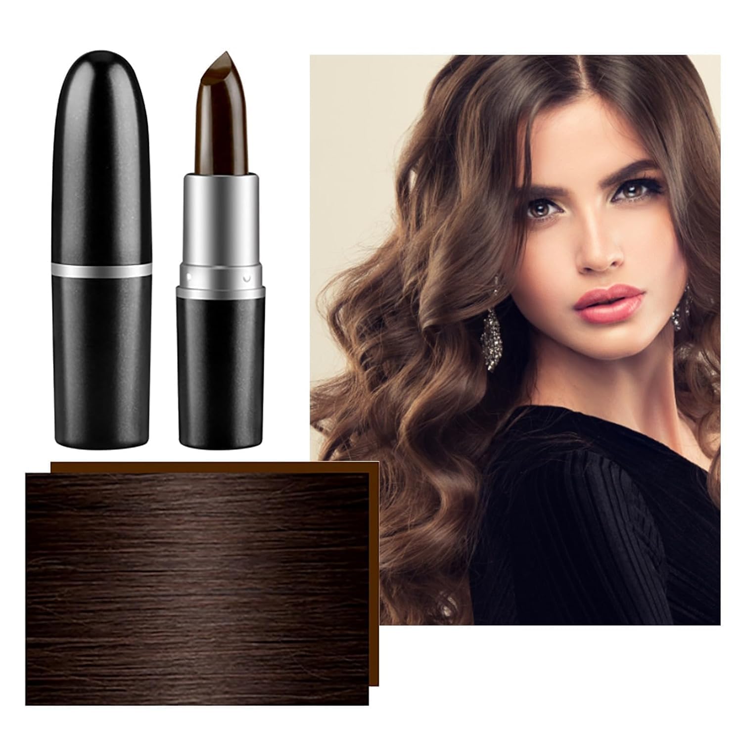 1PCS Temporary Hair Color Touch Up Stick - Non-Toxic Hair Dye Pencil for Quick Root Coverage | Portable Hair Lipstick & Kajal Crayon (Black) | Perfect for Travel, Touch-Ups & On-The-Go Styling