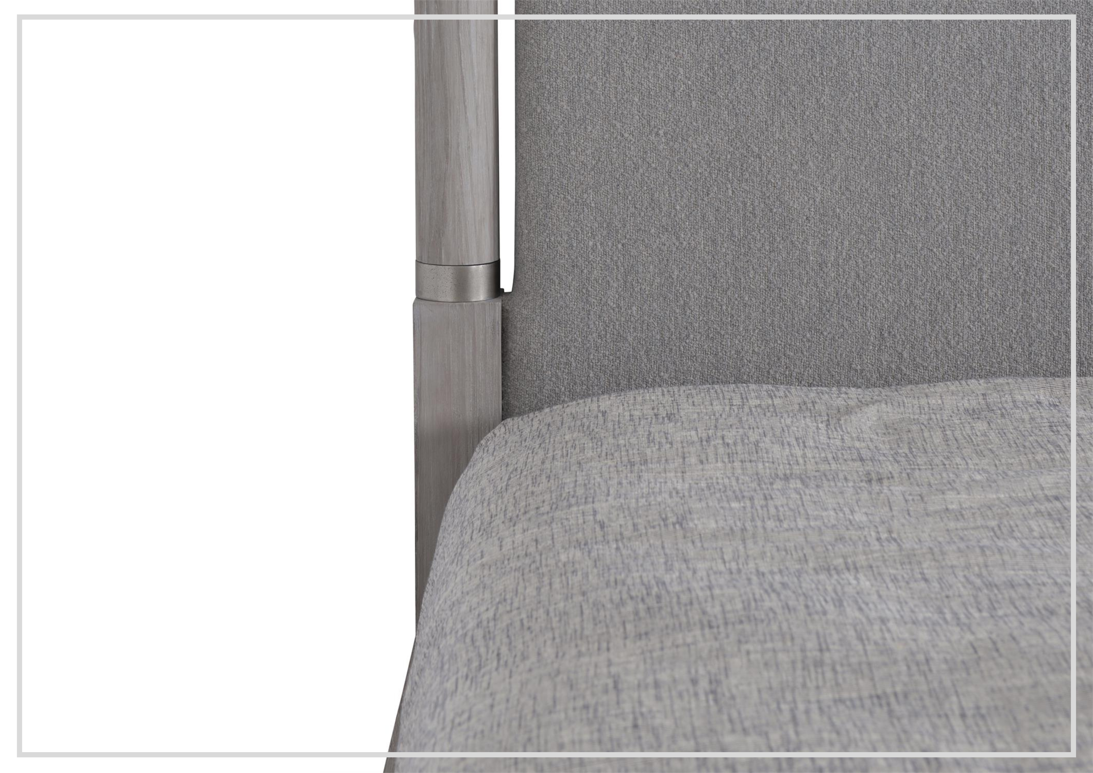 Bernhardt Trianon Gray Upholstered Canopy Bed in Gris Finish - Luxurious King Size Bed Frame with Tufted Headboard for Master Bedroom Decor