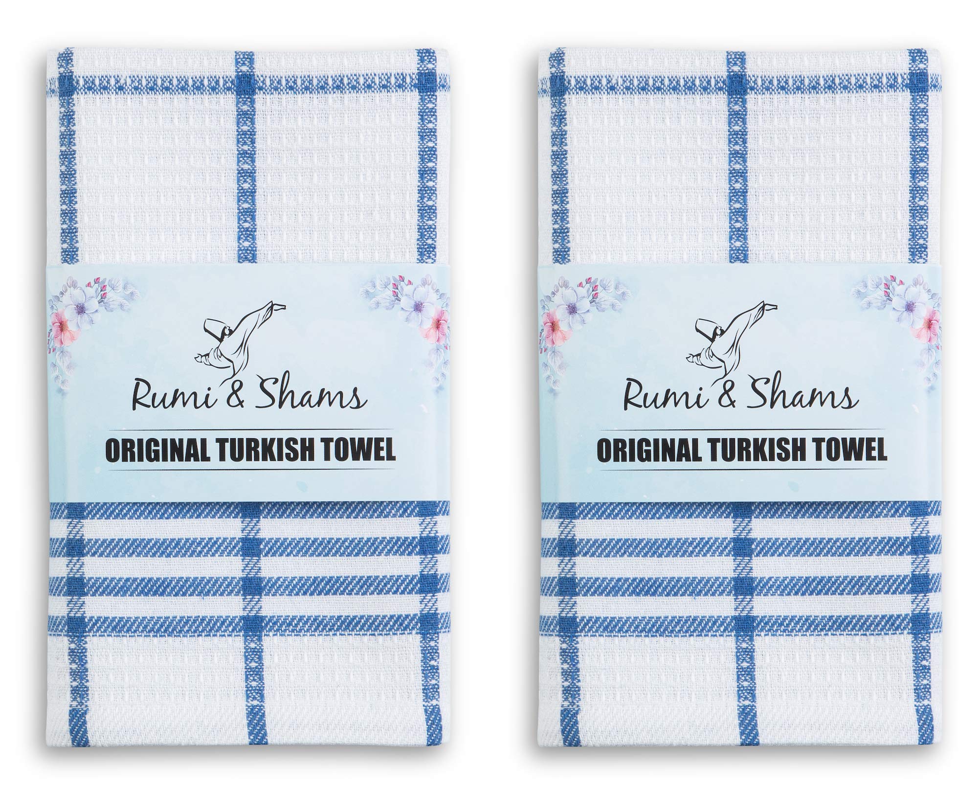 Premium 100% Cotton Kitchen Dish Towels - Ultra Absorbent & Lint-Free Tea Towels for Drying Dishes (Set of 2, 18