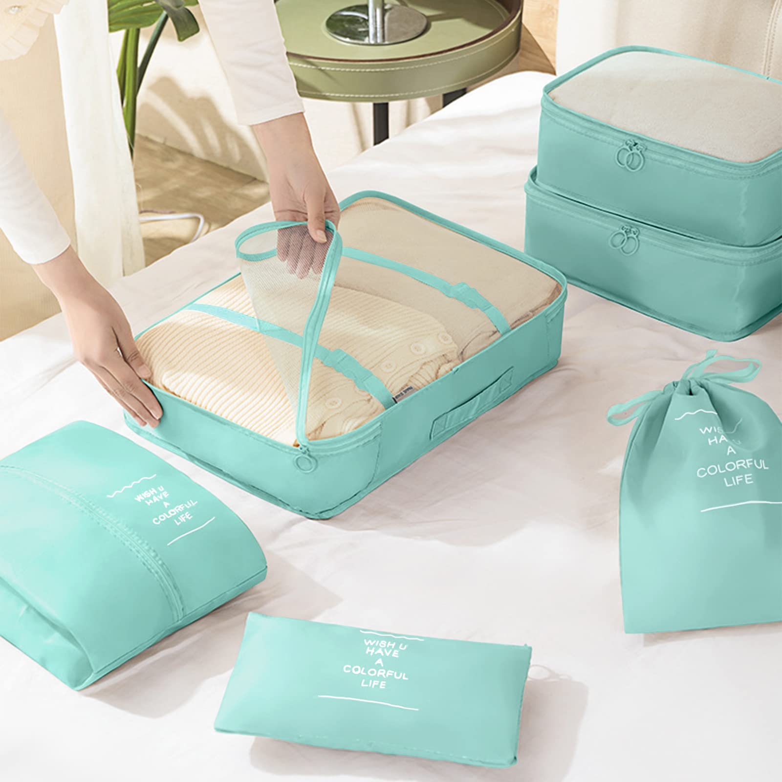 KPX 8-Piece Travel Packing Cubes Set - Luggage Organizer for Clothes, Shoes & Cosmetics with Large Toiletries Bag | Perfect for Suitcase Organization, Business Trips & Vacation Packing