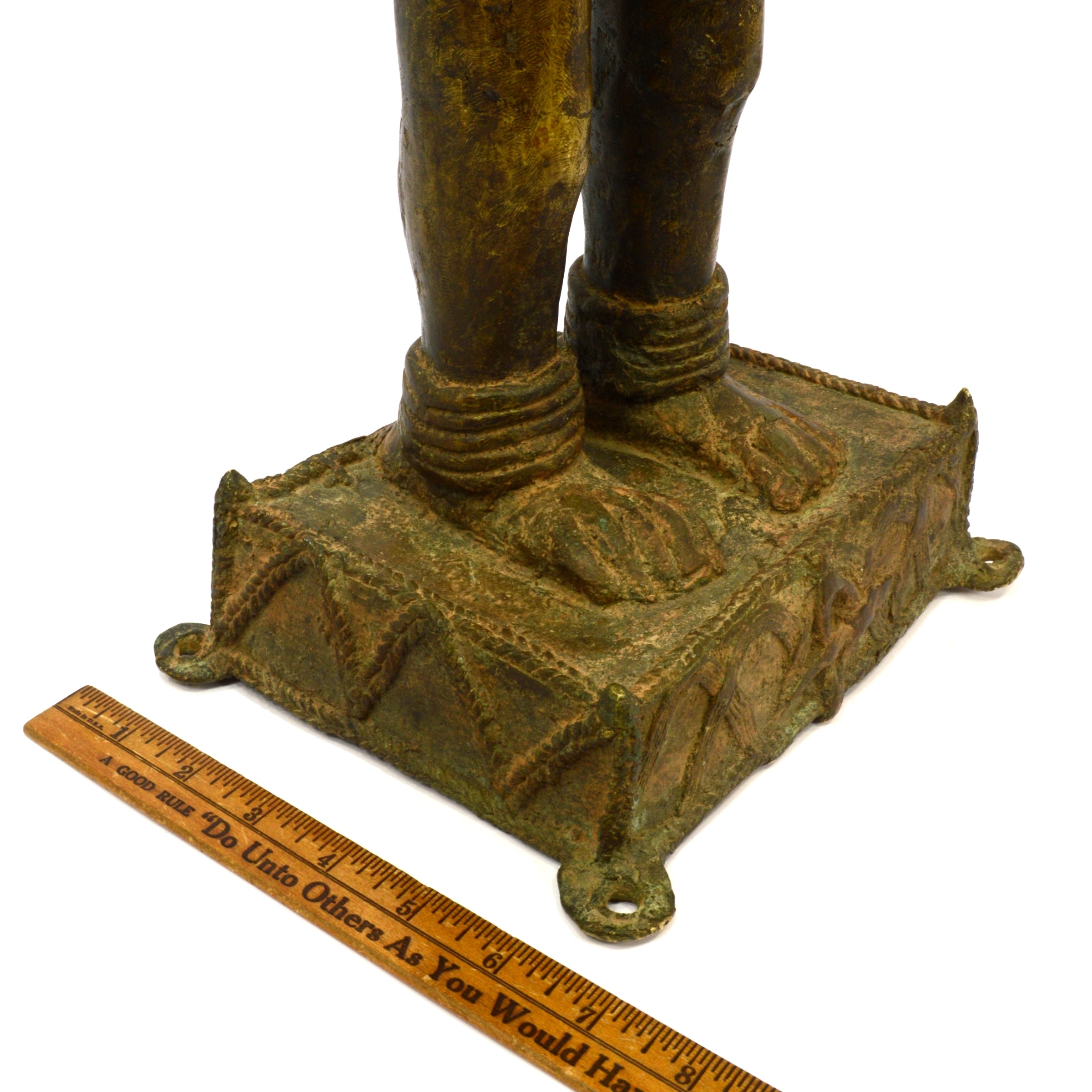 Antique African Benin Brass Bronze Statue - 24 Inch 19th Century Replica, Heavy 38 lbs - Perfect for Home Decor, Museum Display & African Art Collection