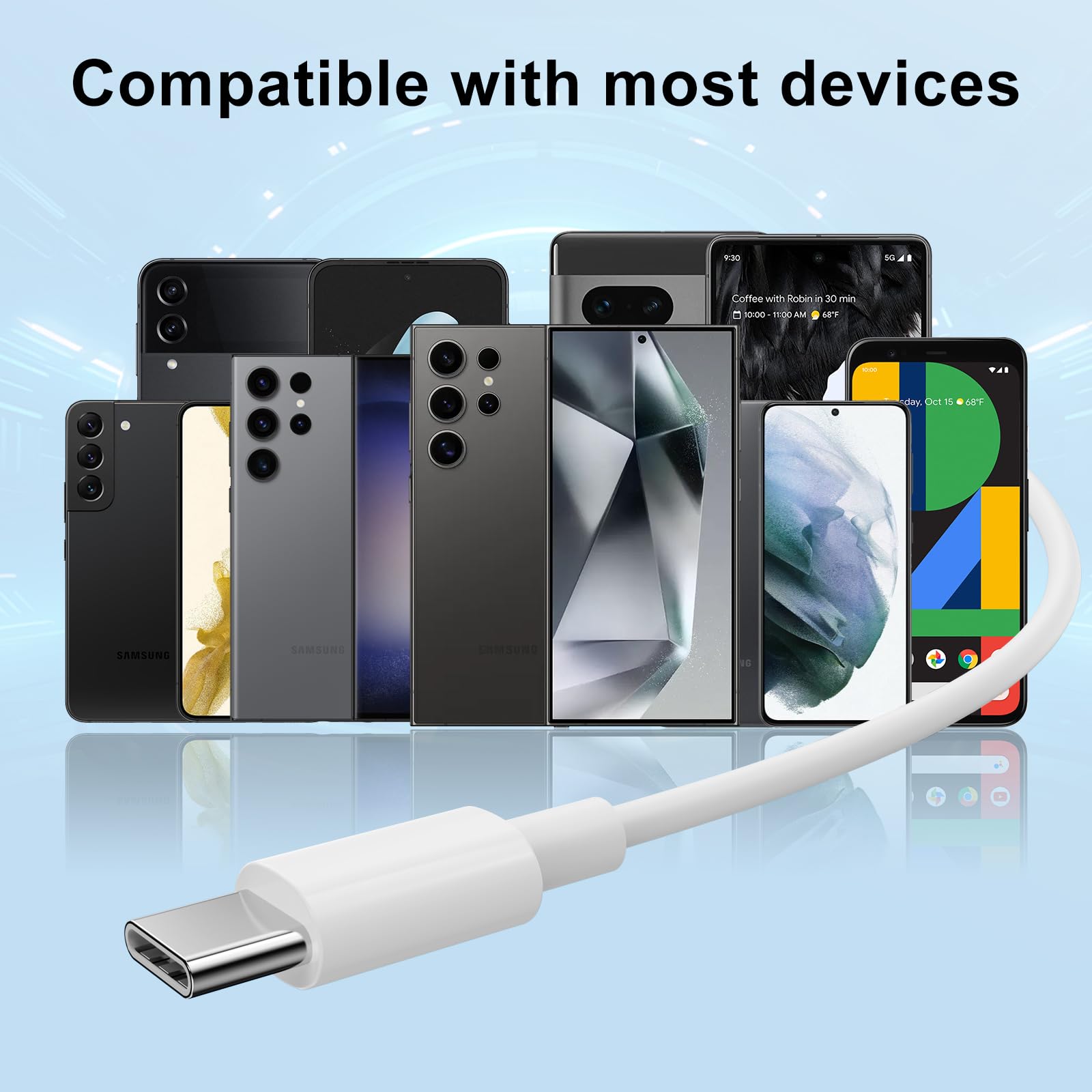 2 Pack USB C Wired Headphones with Microphone & Volume Control - Compatible with iPhone 15/Pro/Max, iPad Pro/Air/Mini, Samsung Galaxy S24/S23/S22 Ultra, Huawei, Google Pixel - Perfect for Gaming, Calls & Music Listening