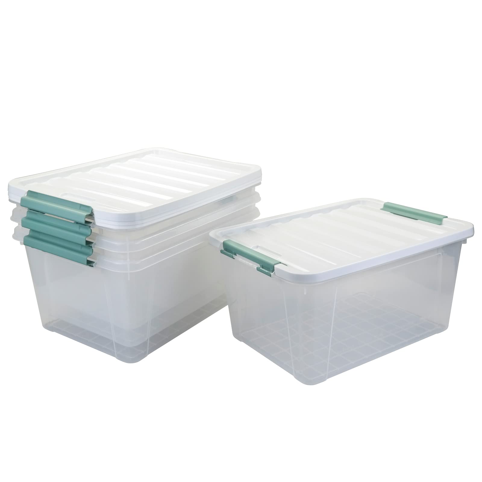 4-Pack 35 Quart Clear Plastic Storage Bins with Latching Lids - Large Airtight Organizer for Home, Office, Closet & Toy Storage - Perfect for Moving, Holiday Decorations & Seasonal Items