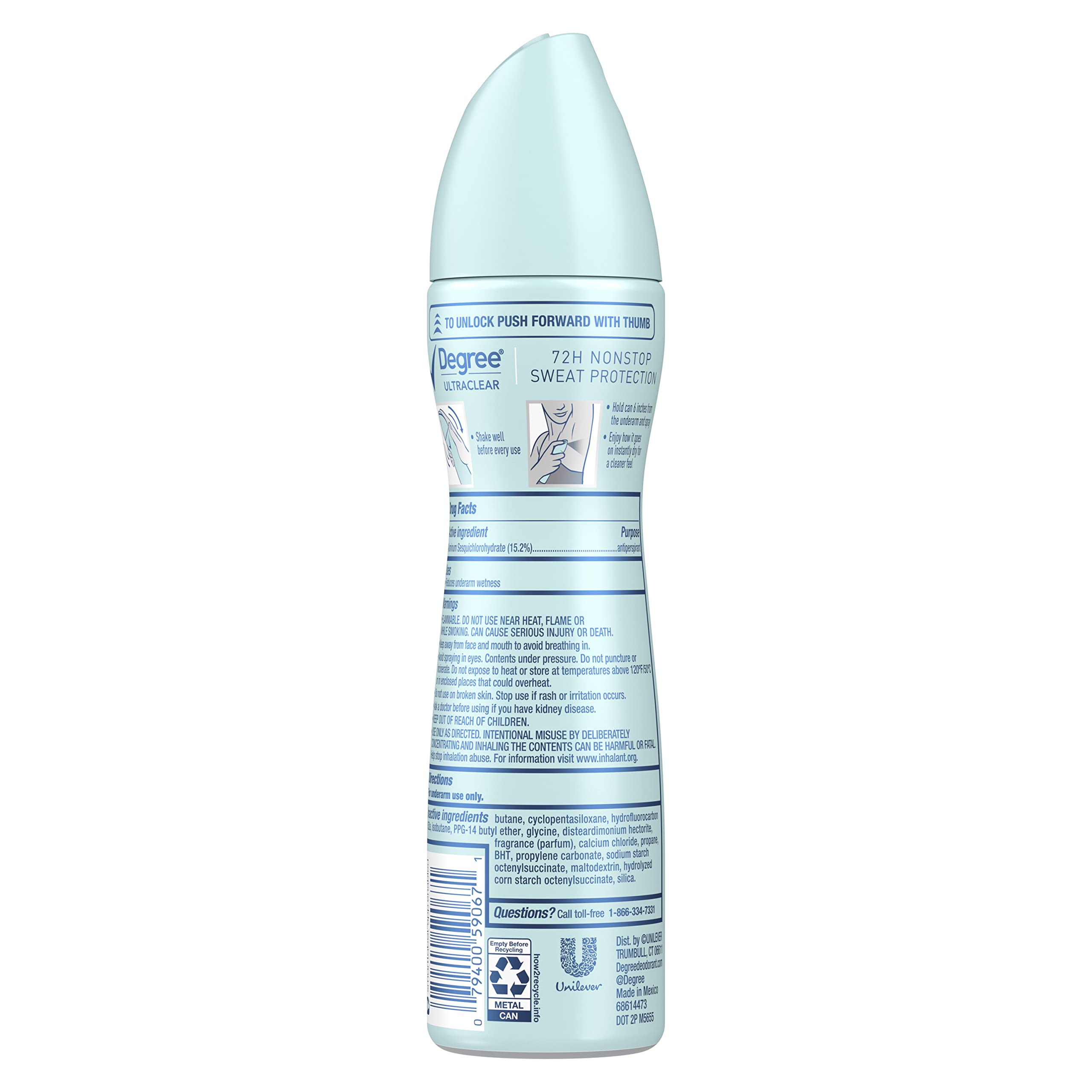 Degree Ultraclear Women's Antiperspirant Deodorant Dry Spray - 48-Hour Odor & Wetness Protection, Invisible Finish - Perfect for Gym, Work & Everyday Freshness