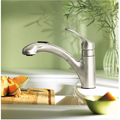 Renzo Single Handle Pull-Out Kitchen Faucet - Spot Resist Stainless Steel Sink Faucet with High Arc Spout for Modern Kitchens | Easy Installation & Durable Design for Daily Cooking & Dishwashing