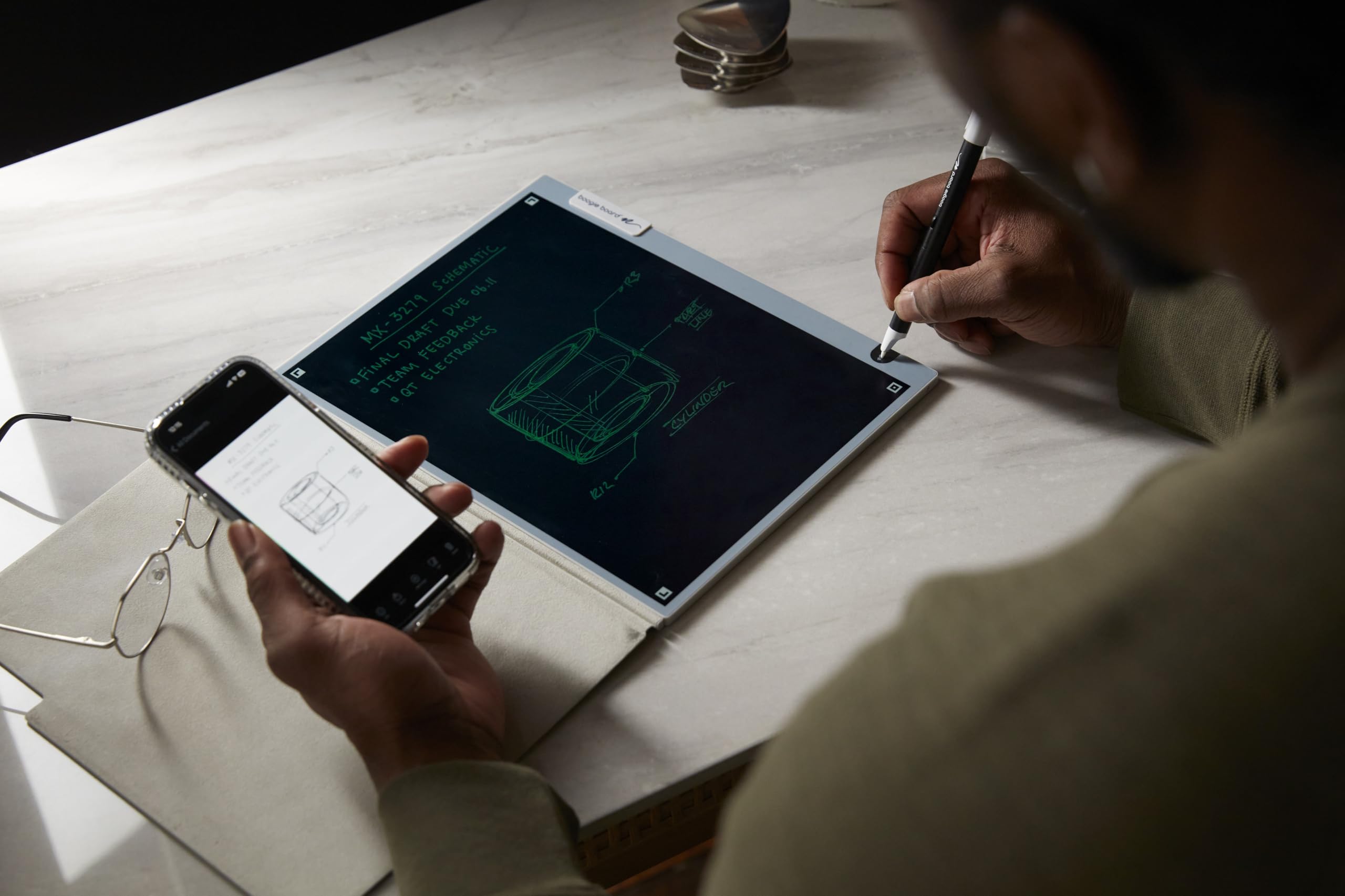 Blackboard 2.0 Smart Pen with Reusable Notebook Set | LCD Writing Tablet with Cloud Sync Technology | Endless Digital Pages & Dark Mode | Smart Erase Function | Compatible with iOS & Android Free App | Perfect for Students, Professionals & Artists for Note-Taking, Sketching & Digital Planning