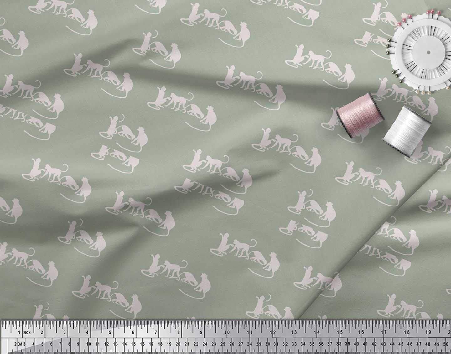 Soimoi Moss Georgette Brown Fabric by The Yard - 42 Inch Wide Monkey Jungle Print Fabric for Kids Clothing, Dresses & DIY Crafts - Soft Animal Print Material for Children's Apparel, Costumes & Home Decor Projects