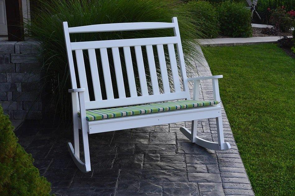 A & L Furniture Poly Classic Double Rocker - Comfortable Outdoor Patio Rocking Chair for Porch, Garden, and Backyard Relaxation