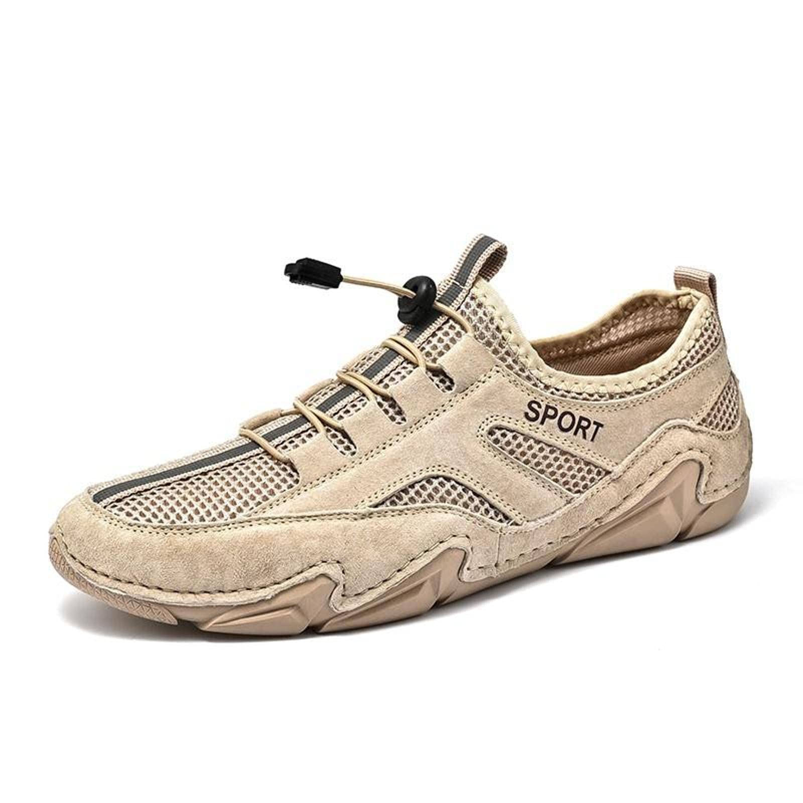 2021 New Men's Casual Leather Lace-Up Driving Moccasin Shoes - Breathable Mesh & Cowhide for Spring & Summer - Perfect for Daily Wear, Office, and Outdoor Activities