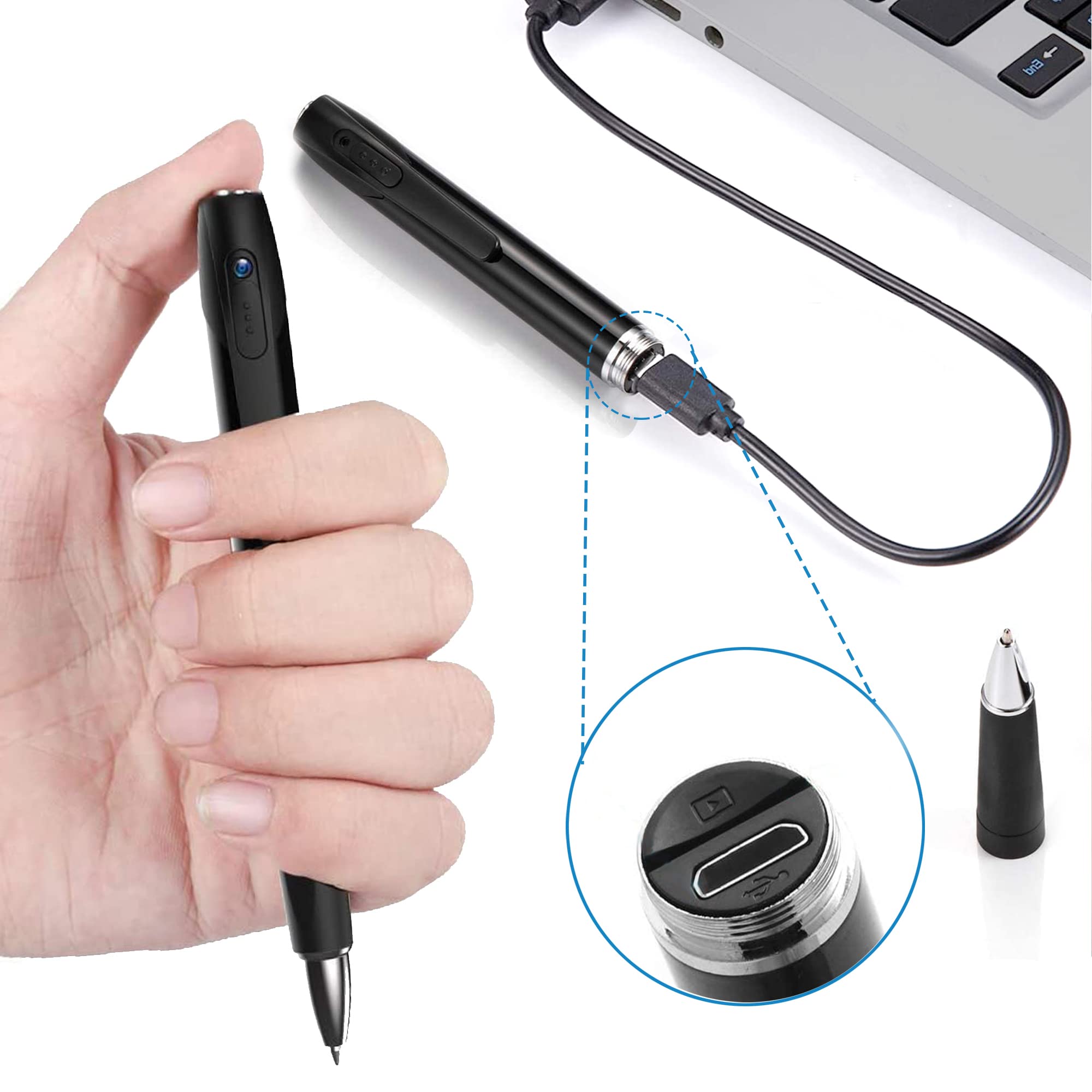 Spy Pen Camera with FHD 1080P Video Recording - 180 Min Battery Life, 32GB Storage - Hidden Nanny Cam for Home Security, Classroom Learning, Office Monitoring & Covert Surveillance (Video Only, No Audio)