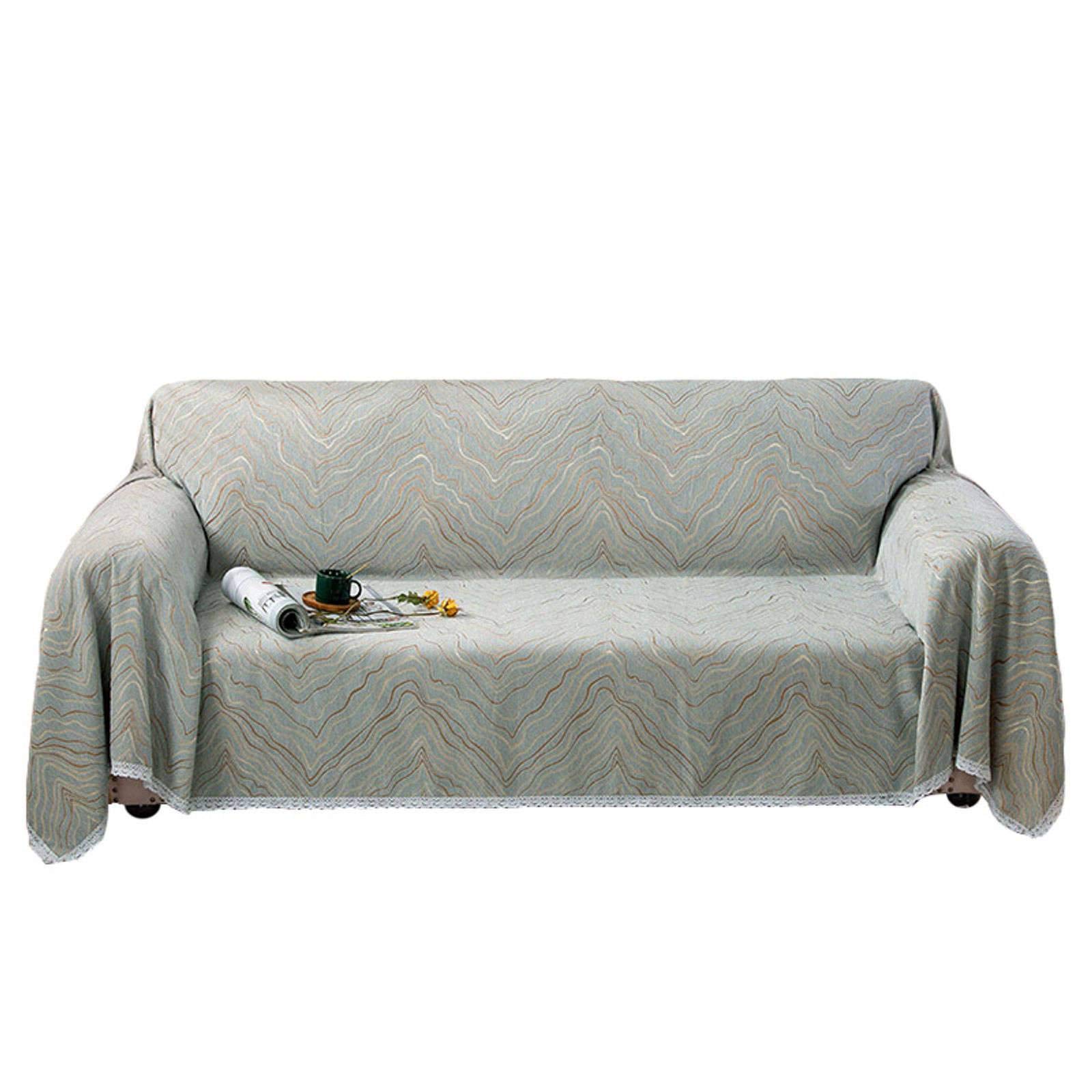 HUOLEO Jacquard Anti-Slip Universal Sofa Slipcover - Washable Couch Cover with Handmade Lace, Furniture Protector for Living Room Decor (180x360cm/70x141in) - Perfect for Home, Apartment & Office Sofa Protection