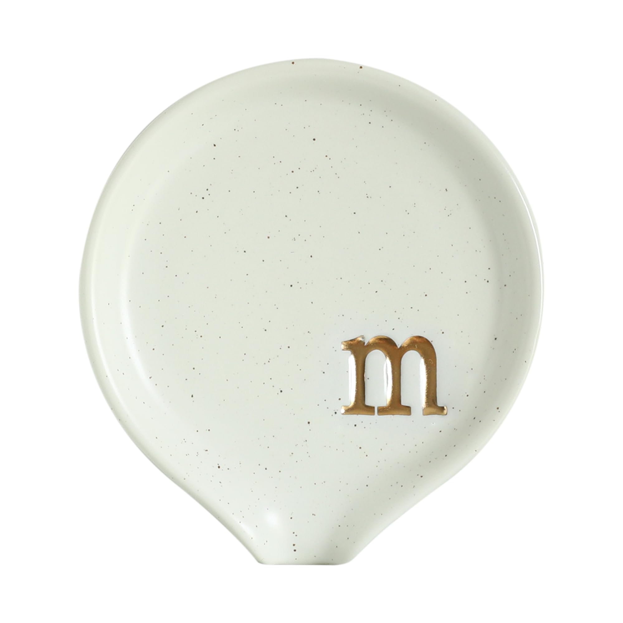 COLLECTIVE HOME - Personalized Monogram Ceramic Spoon Rest for Coffee & Tea, 3.8 Inch Mini Teaspoon Holder, Durable Kitchen Countertop Accessory for Coffee Bar, Stove, or Dining Table - Perfect for Home, Office, or Restaurant Use