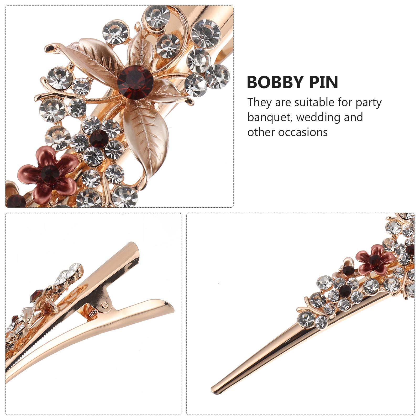 Rhinestone Alligator Hair Clips for Women - Shiny Crocodile Hair Barrettes, French Bride Metal Styling Teeth Clips - Perfect for Weddings, Parties & Everyday Hair Accessories