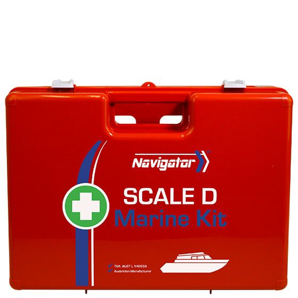 NAVIGATOR Scale D Marine First Aid Kit - 42.8 x 30.4 x 14.6cm Waterproof Emergency Medical Supplies for Boats, Yachts & Water Sports | Compact Safety Kit for Onboard Emergencies