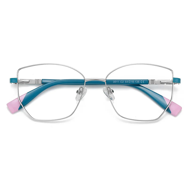 Brightzone Women's Full Rim Square Cat Eye Alloy Eyeglasses Frame 73011 - Stylish & Lightweight for Work, Reading & Fashion Accessories