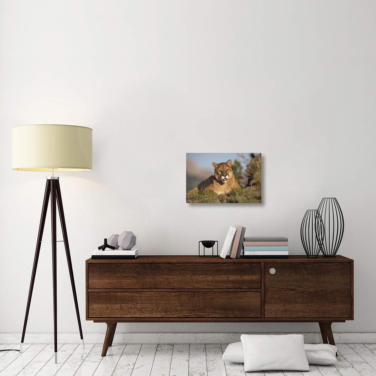 North America Mountain Lion Portrait Canvas Art - 24x16 Inches - Wildlife Home Decor for Living Room & Office Wall