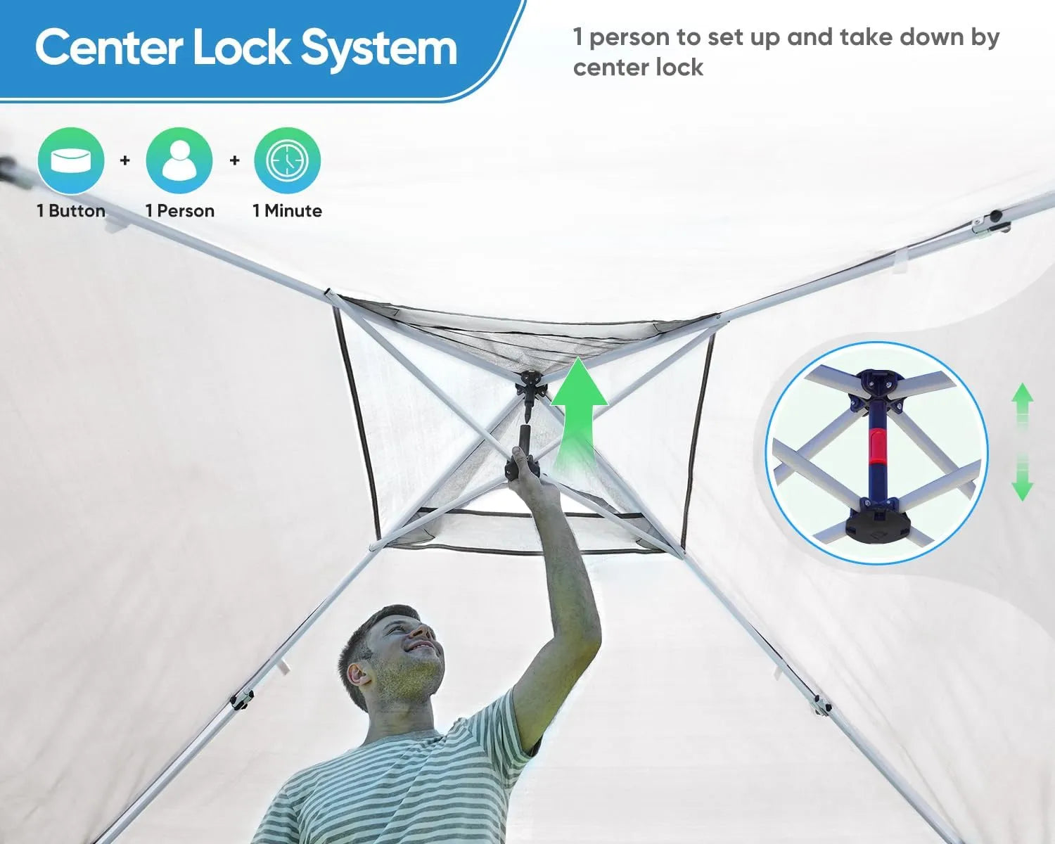 10' x 10' Pop Up Canopy Tent - Easy One Person Setup, Instant Shelter for Outdoor Events, Camping, Beach Parties, and Farmers Markets