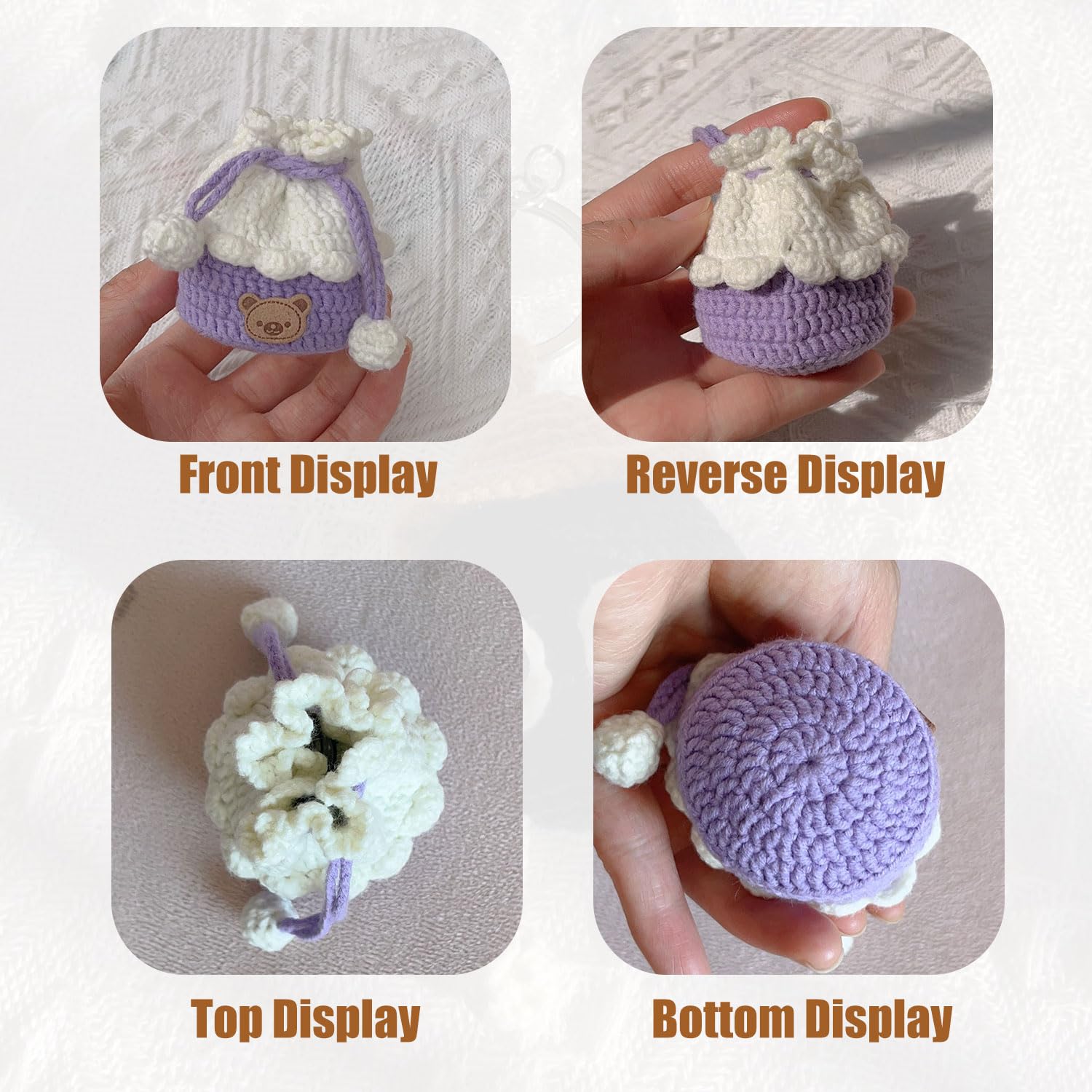 Cute Crochet Mini Drawstring Pouch - Handmade Coin Purse & Earbud Protector for Women & Girls | Perfect Gift for Travel, Parties & Daily Storage