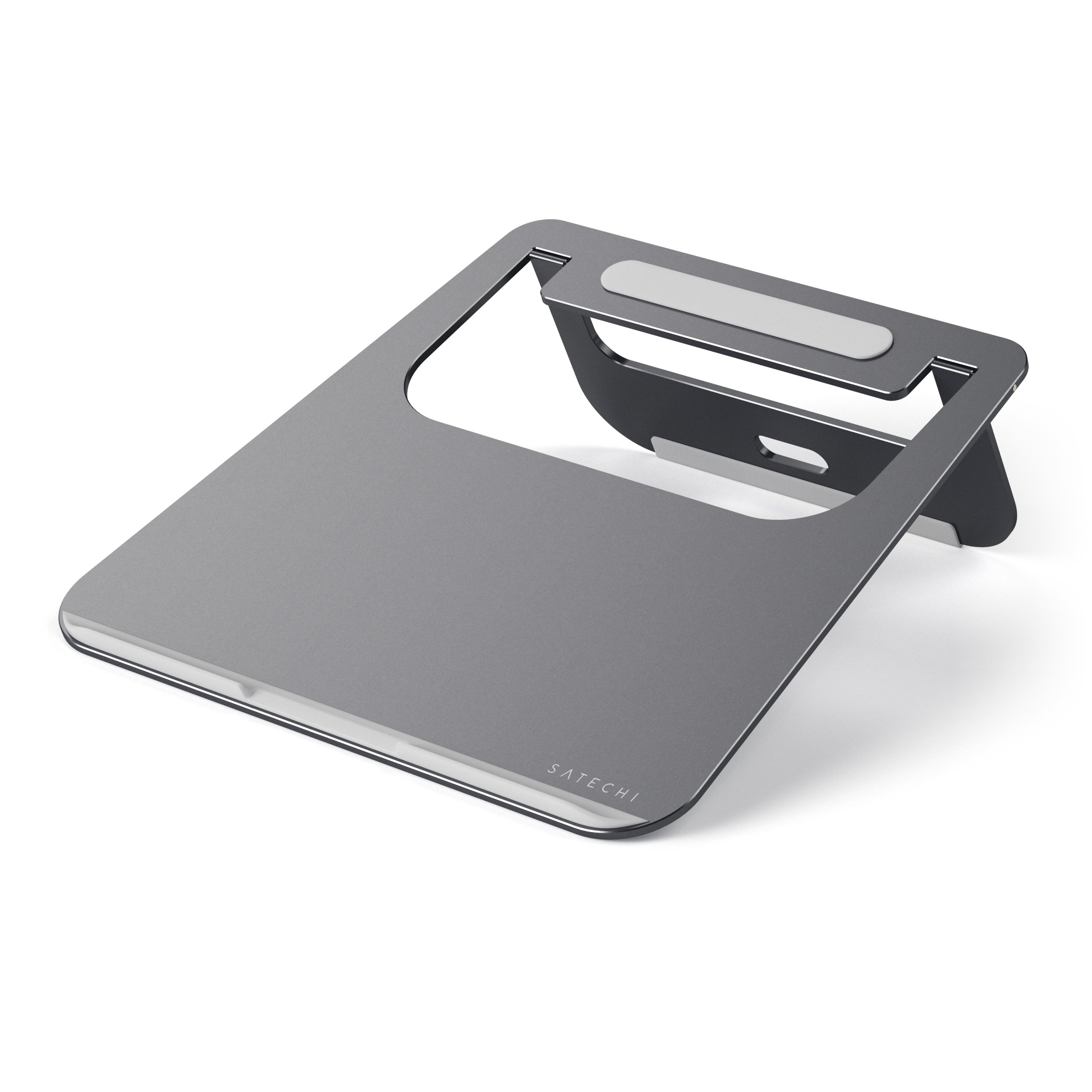 Satechi Lightweight Aluminum Portable Laptop Stand for MacBook Pro, Air, Microsoft Surface Pro - Ergonomic Adjustable Riser with Cooling Ventilation (Space Gray) | Perfect for Home Office, Coffee Shop & Travel Use