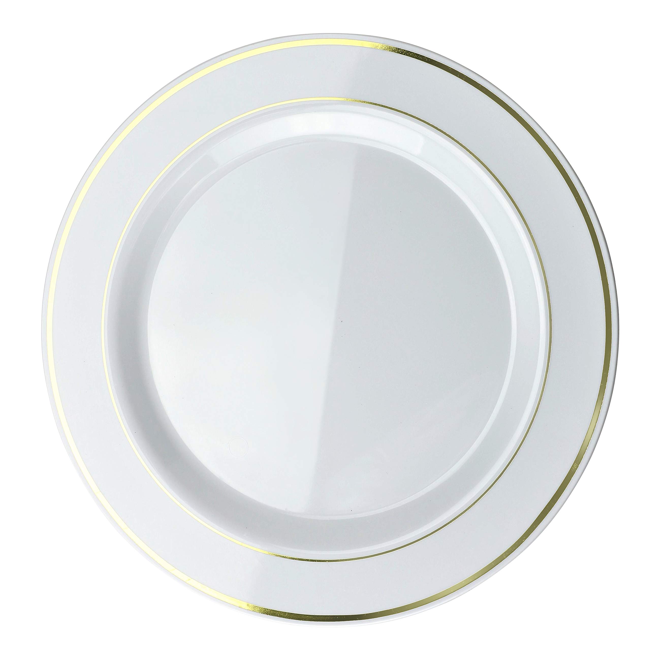 300 Pcs Wedding Disposable Plastic Plate & Silverware Combo Set - 60 Guest White & Gold Rim Plates with Gold Silverware - Perfect for Weddings, Parties, and Special Events