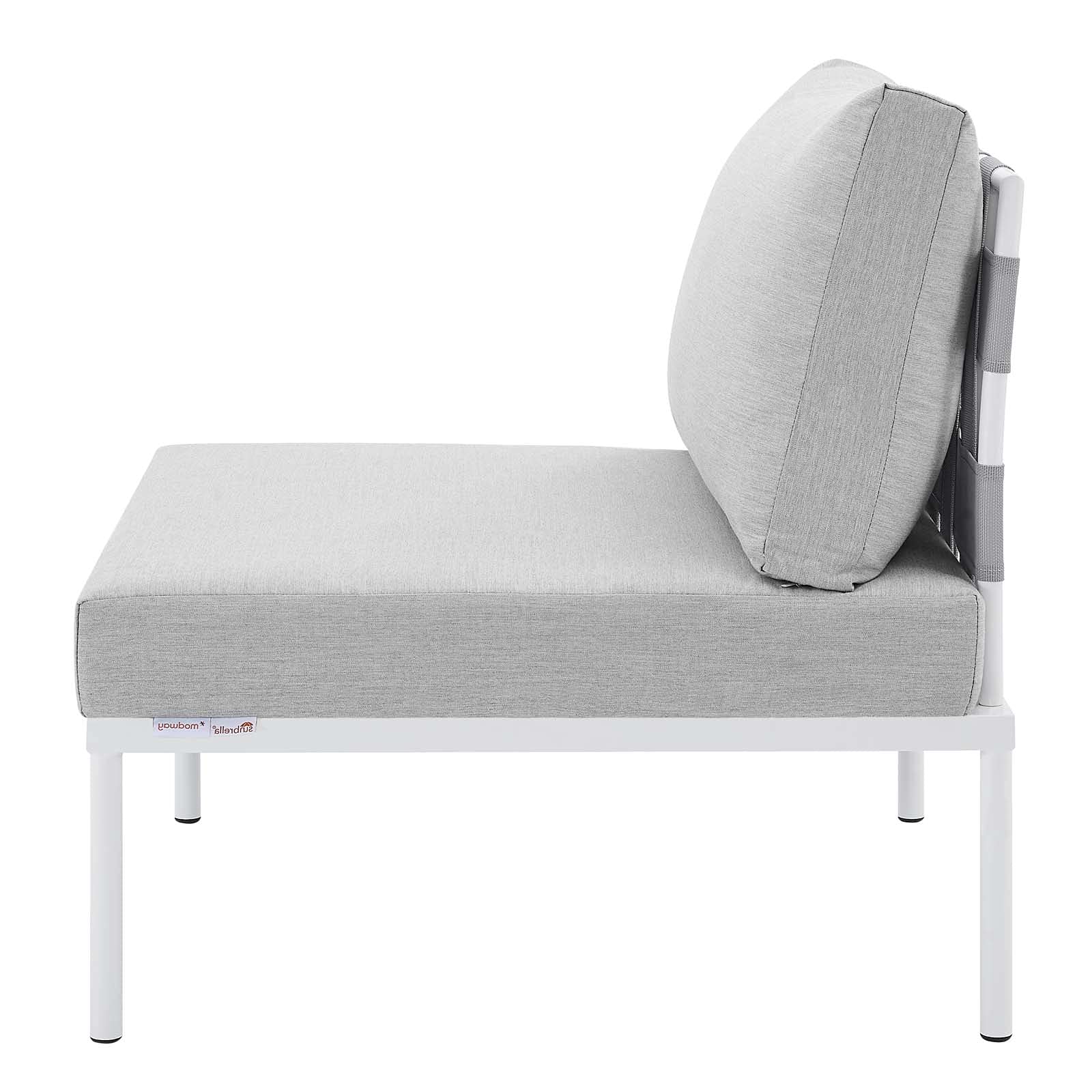 Modern Aluminum Grey Lounge Sectional Sofa Set with Chair & Table - Outdoor Patio, Garden, Cafe, Poolside Relaxation Furniture