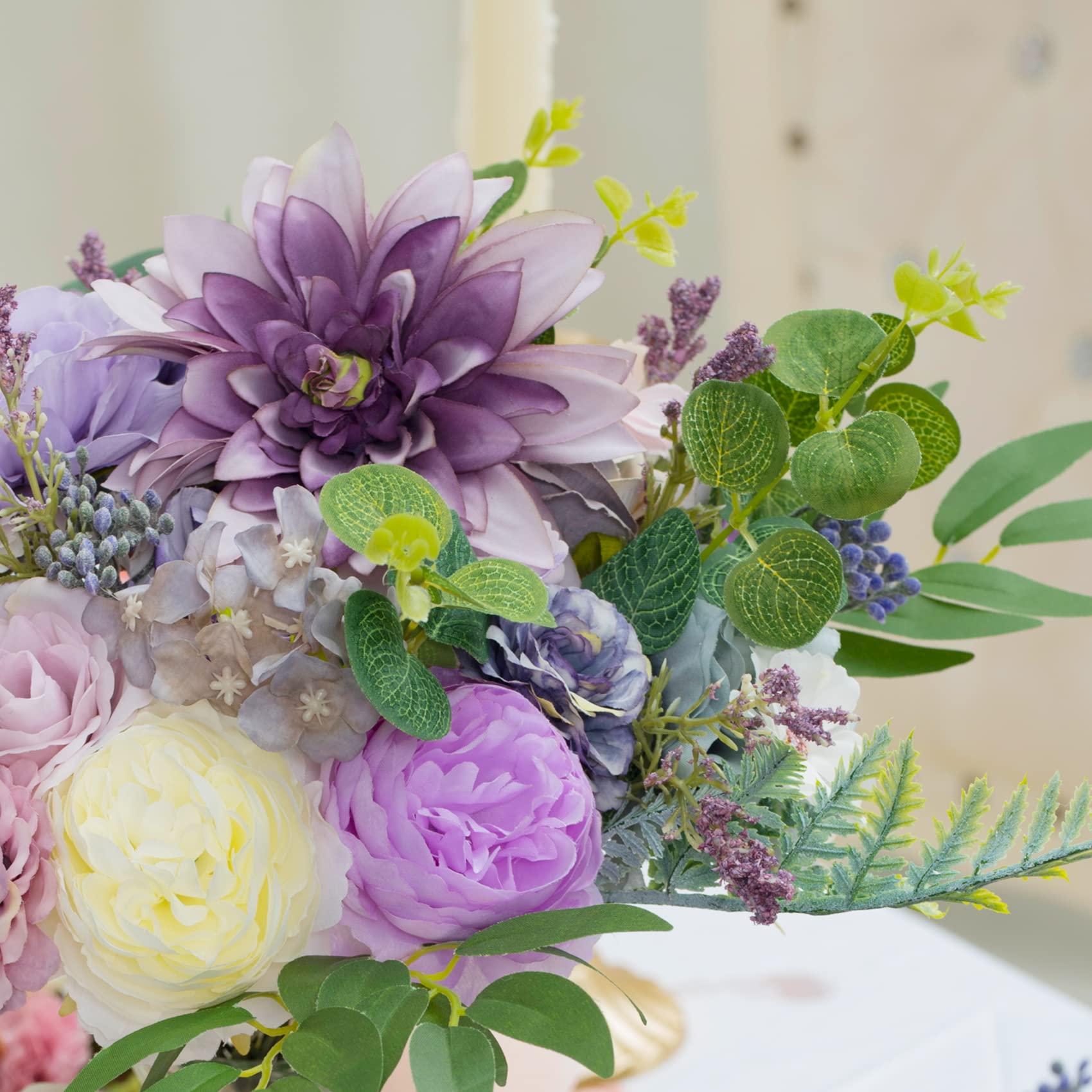 36pcs Purple Artificial Silk Roses & Daisies with Stems - DIY Wedding Arch Bouquets, Home Decor, Centerpieces, Party Arrangements