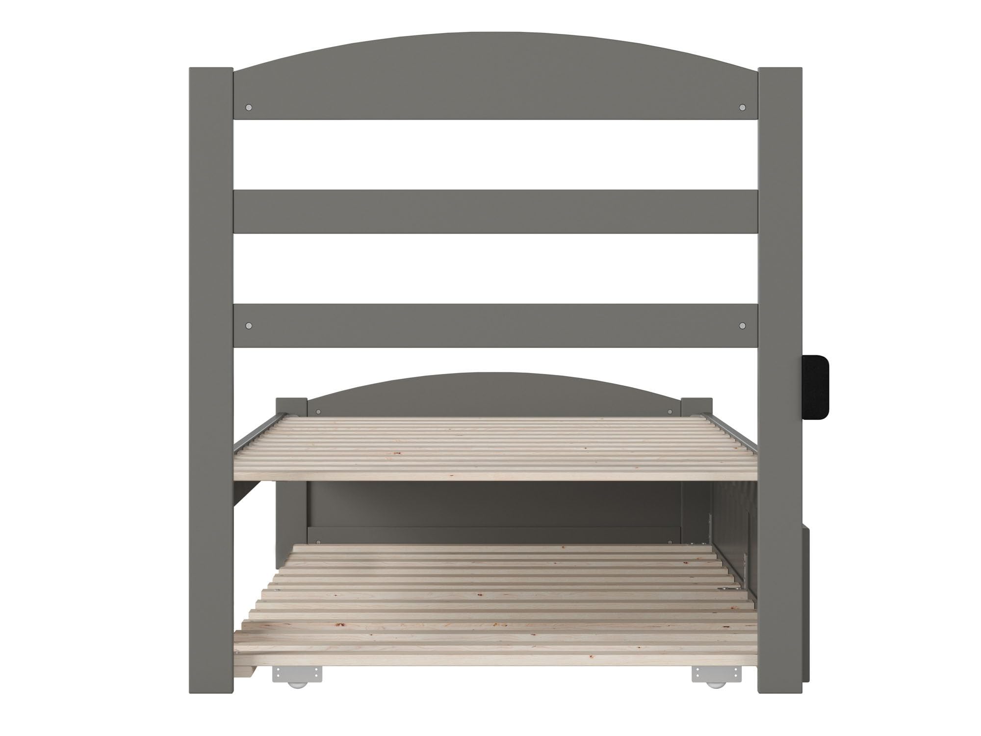 AFI Warren Twin XL Platform Bed with Footboard, Twin XL Trundle & USB Charging - Grey Modern Bed Frame for Small Spaces, Guest Rooms & College Dorms