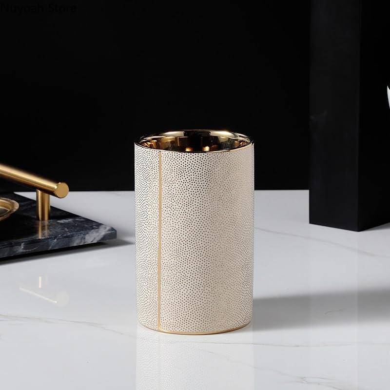 Premium Ceramic Bathroom Accessories Set - Toothbrush Holder, Lotion Dispenser & Soap Dish (4-Piece) for Modern Home & Spa Decor
