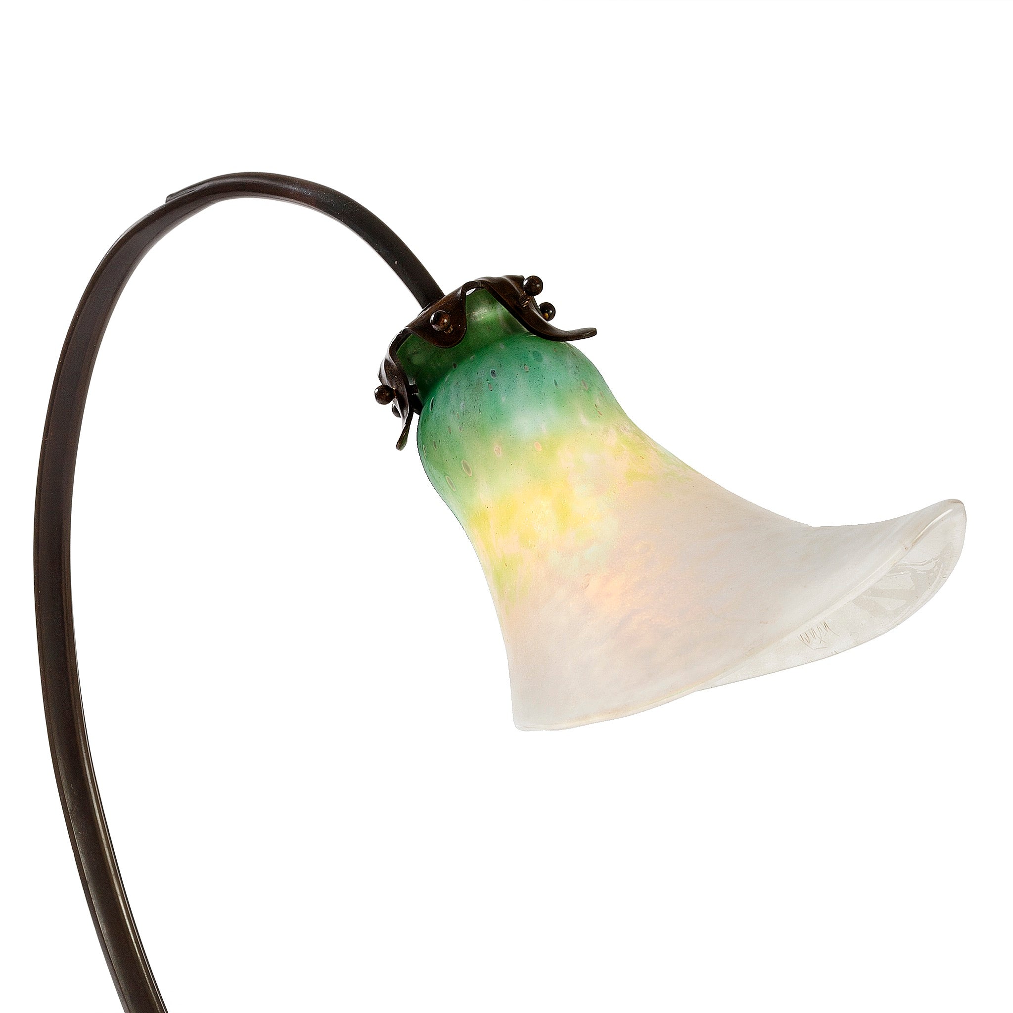 Louis Majorelle Daum Nancy Lily Blossom Table Lamp - Antique French Art Nouveau Glass & Bronze Desk Light - Perfect for Living Room, Bedroom, or Office Decor