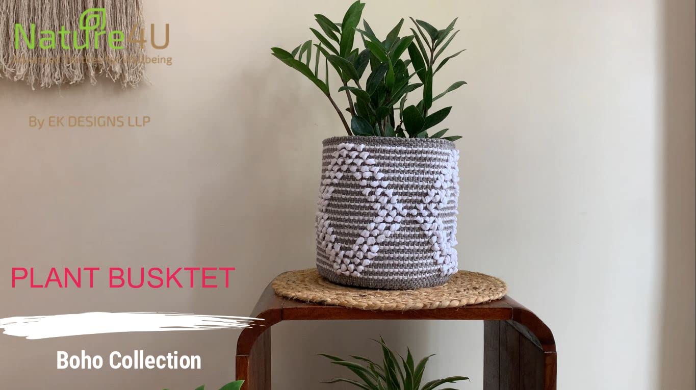 Boho Hand Woven Plant Basket - 8