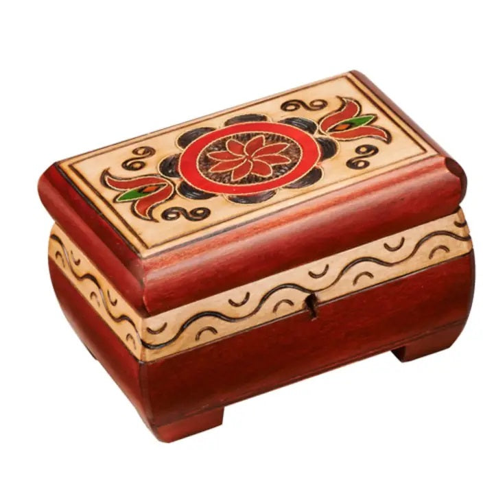 Handcrafted Wooden Jewelry Box with Intricate Inlay Design - Perfect for Storing Rings, Necklaces & Keepsakes - Home Decor & Gift Idea