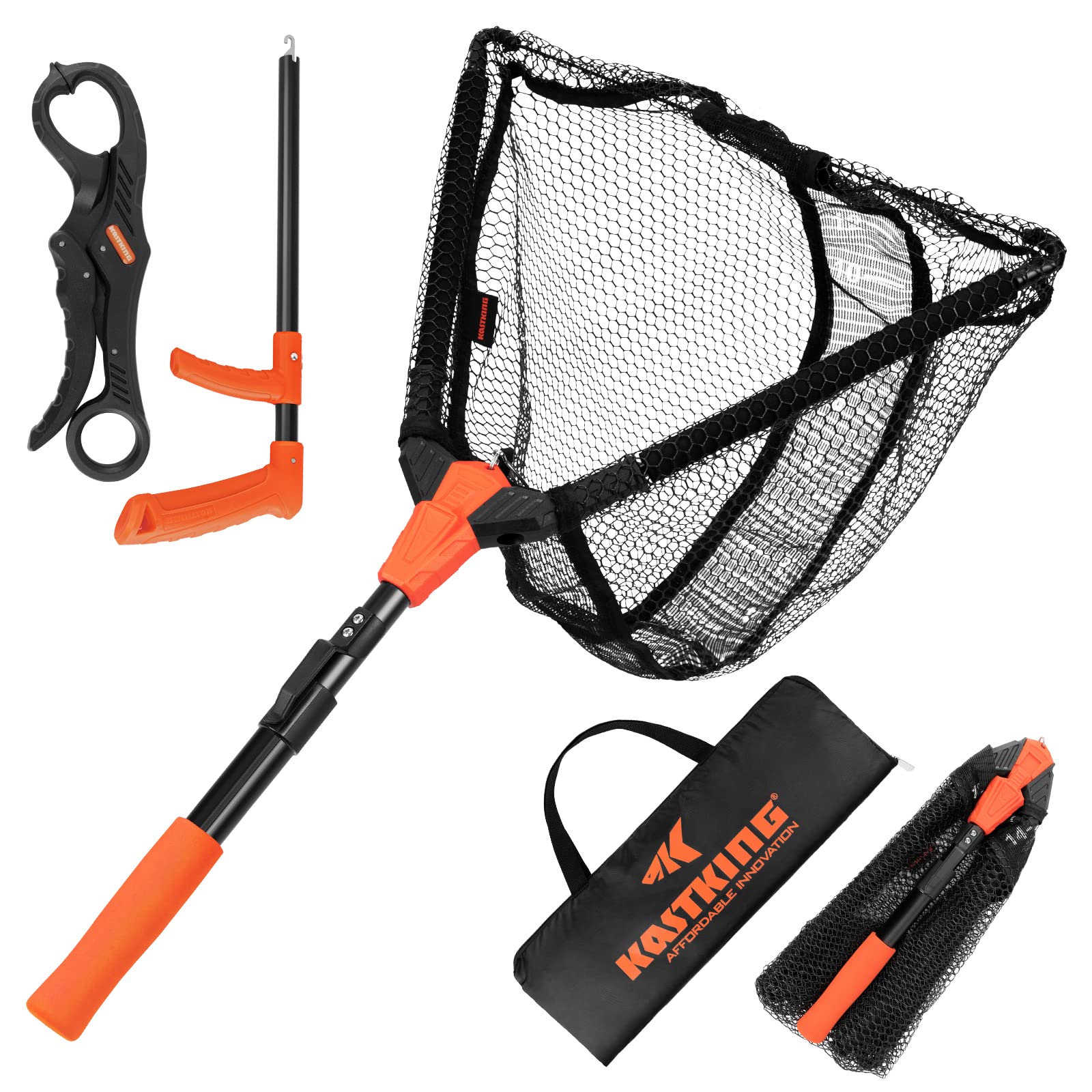 **KastKing Pontus Foldable Lightweight Freshwater Fishing Net – Aluminum Handle with Built-in Length Scale & Fish-Friendly Mesh for Safe Catch & Release – Perfect Fishing Gift for Men (Lakes, Rivers, Ponds)**