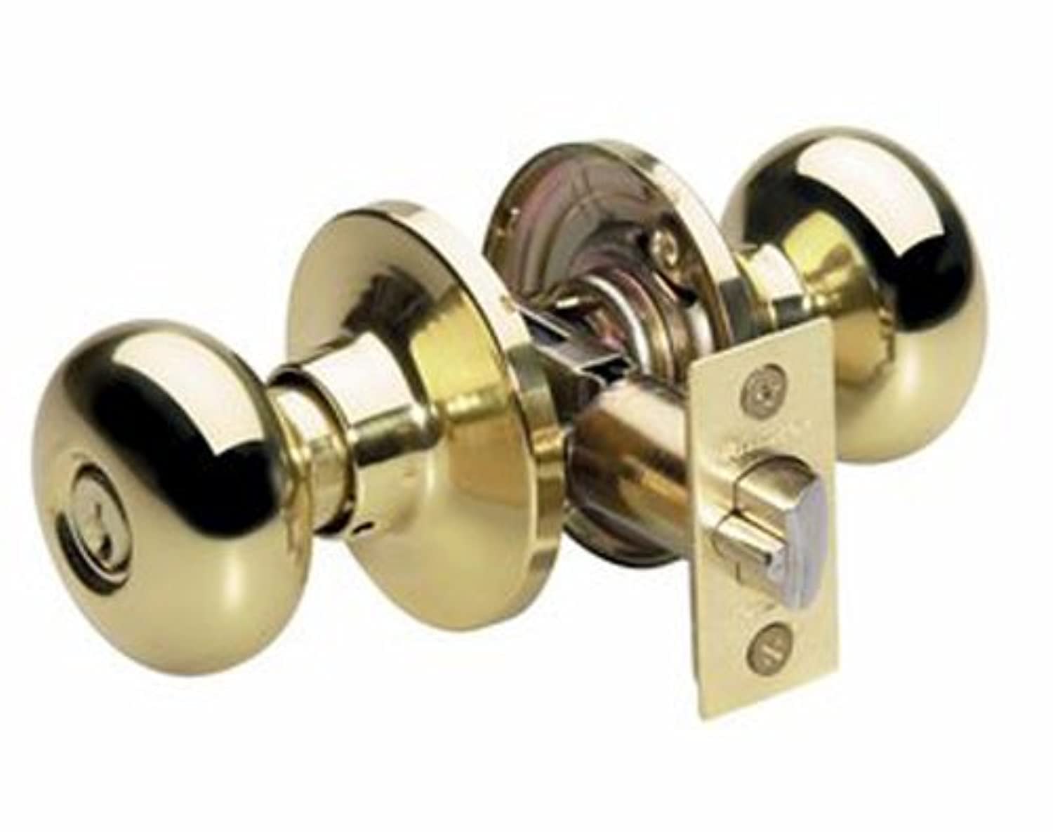 Master Lock BCO0103 Polished Brass Door Knob with Keyed Lock - Secure Interior Doors for Home, Office & Closet Safety