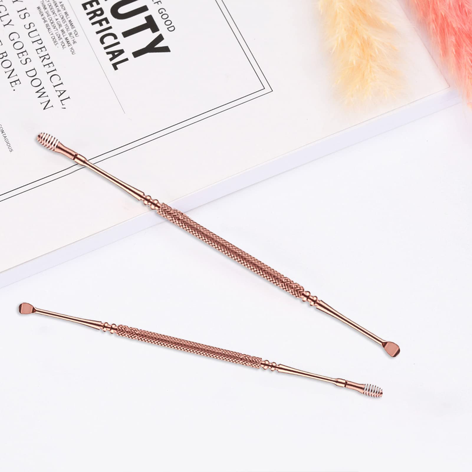 Bluelanss 2-Piece Stainless Steel Earwax Removal Kit - Spiral Ear Pick & Canal Cleaner Tools for Safe Ear Cleaning (Rose Gold) | Perfect for Home Use, Travel & Personal Hygiene Care