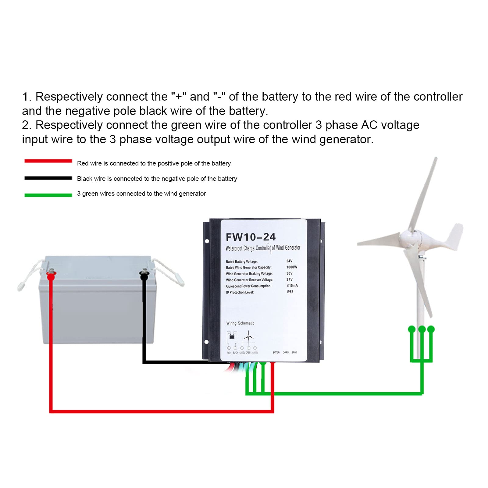 CHICIRIS 1000W IP67 Waterproof Wind Turbine Charge Controller - High Efficiency Power Regulator for Off-Grid Wind Energy Systems | Perfect for Home, RV, Marine & Engineering Applications