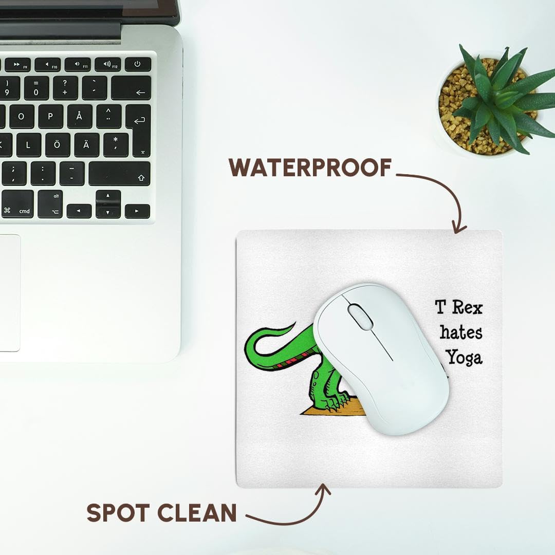 3D Rose Funny T-Rex Hates Yoga Mouse Pad - Non-Slip Rubber Base, Perfect for Office, Gaming & Home Computer Use