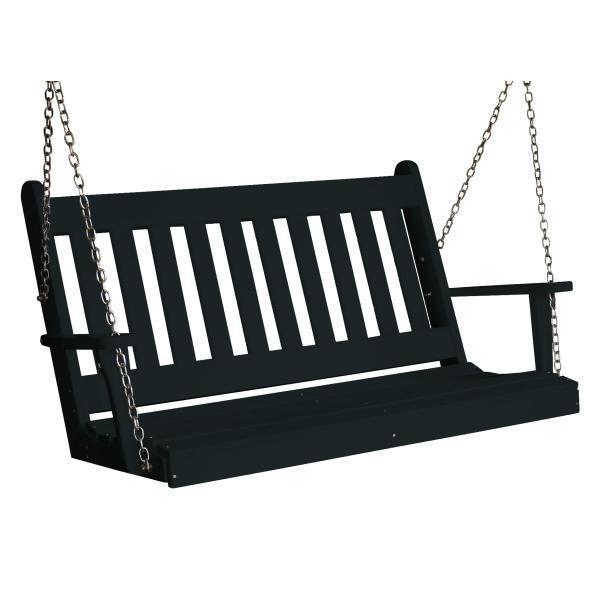 A&L Furniture Poly Traditional English Swing - Classic Outdoor Porch Swing for Garden, Patio, and Backyard Relaxation